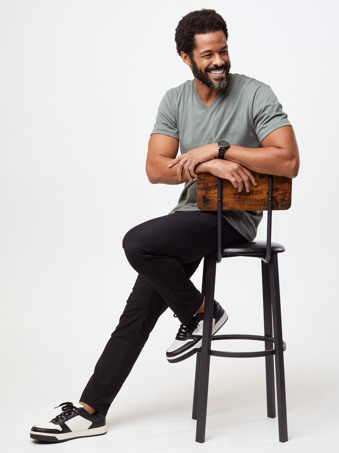 Make a bold statement - comfot + color = happiness # Mercury Green V-Neck for Men | Fresh Clean Threads