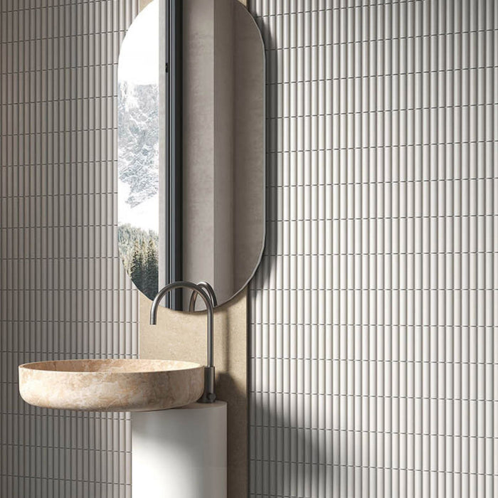 Microtiles 3D Forms Fluted White 10x30 Tile Terratinta