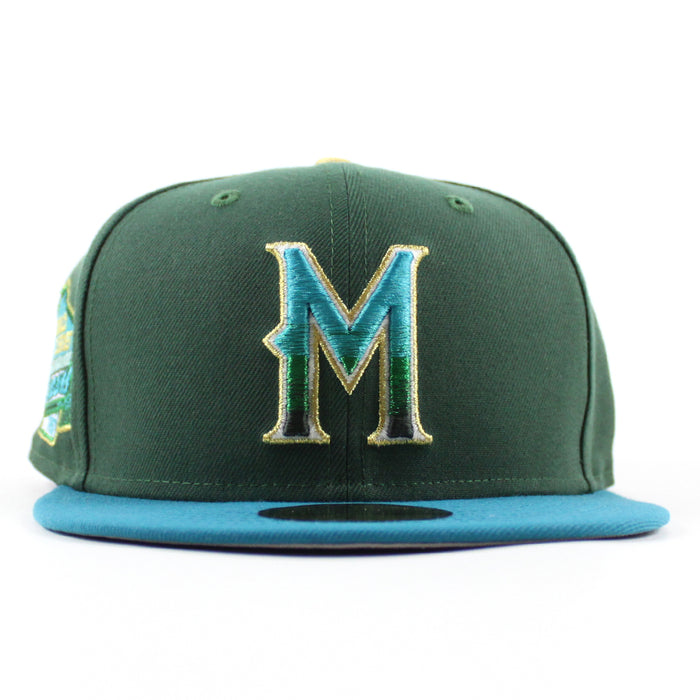 Milwaukee Braves 1957 WORLD SERIES New Era 59Fifty Fitted Hat (Dark Seaweed Teal Gray Under Brim)  Menthol Pack