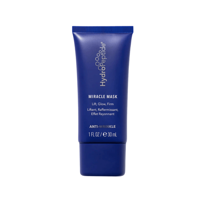 Tube of Miracle Mask | HydroPeptide in deep blue packaging, a skincare product designed to lift, glow, and firm skin with anti-wrinkle benefits.