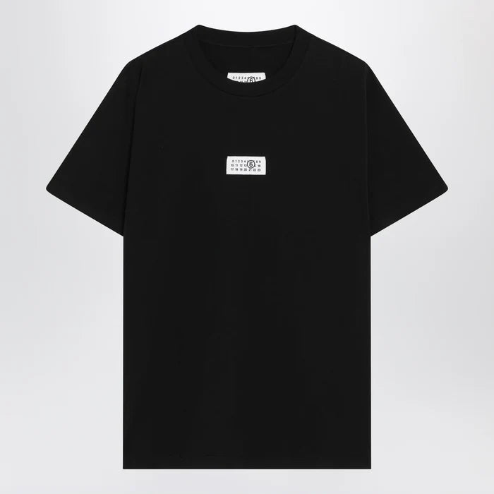 MM6 Maison Margiela - Black cotton jersey T-shirt with logo patch Brand XS