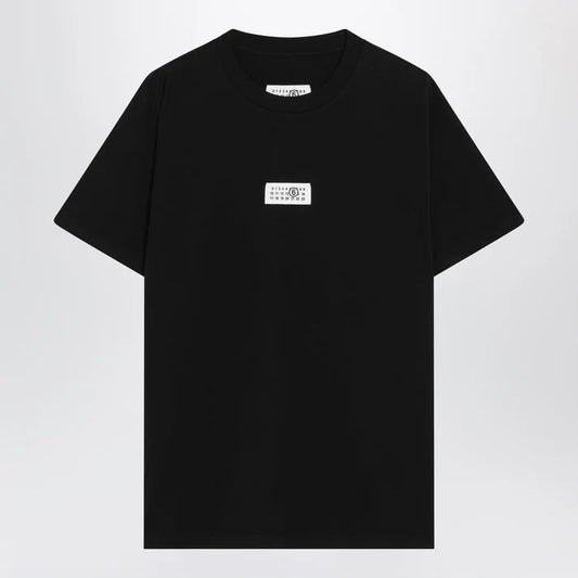 MM6 Maison Margiela - Black cotton jersey T-shirt with logo patch Brand XS