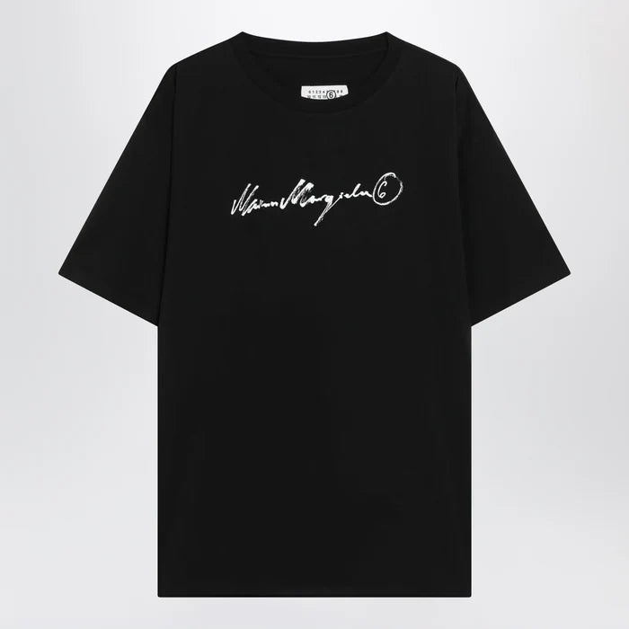 MM6 Maison Margiela - Black T-shirt with logo print Brand S