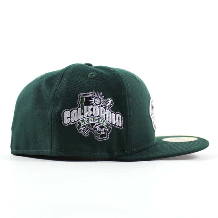 MODESTO AS ELEPHANT California League Patch  New Era 59Fifty Fitted Hat (Dark Green Gray Under Brim)