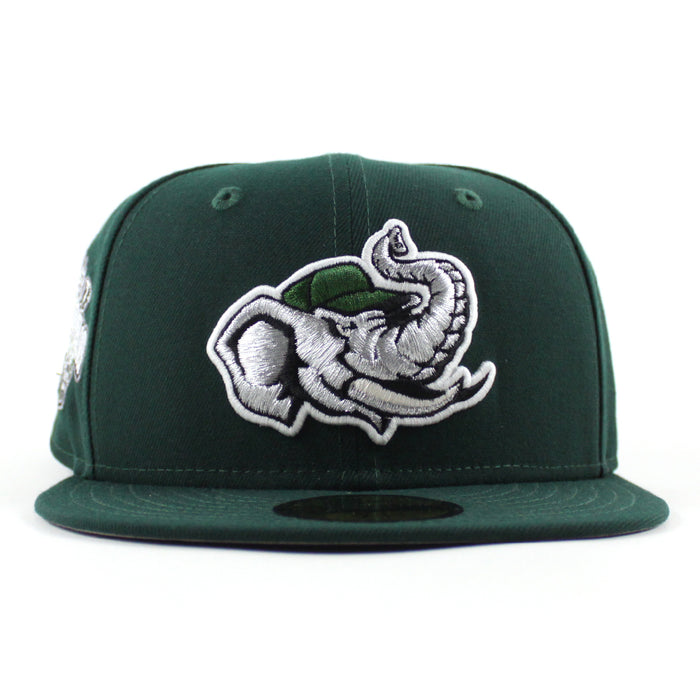 MODESTO AS ELEPHANT California League Patch  New Era 59Fifty Fitted Hat (Dark Green Gray Under Brim)
