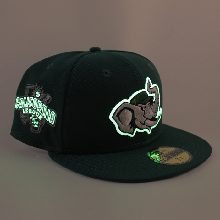 MODESTO AS ELEPHANT California League Patch  New Era 59Fifty Fitted Hat (Dark Green Gray Under Brim)