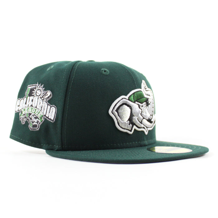 MODESTO AS ELEPHANT California League Patch  New Era 59Fifty Fitted Hat (Dark Green Gray Under Brim)