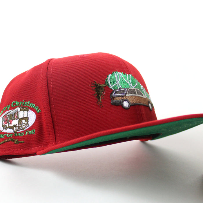 National Lampoon's Christmas Vacation 1989 New Era 59Fifty Fitted Hat (Scarlet Red Green Under Brim)