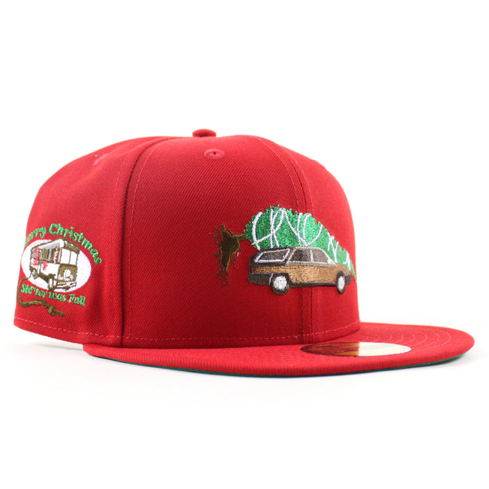 National Lampoon's Christmas Vacation 1989 New Era 59Fifty Fitted Hat (Scarlet Red Green Under Brim)