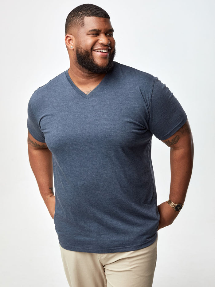 Classic v-neck, tailored for a flattering silhouette # Navy Men's V-Neck T-Shirt | Fresh Clean Threads