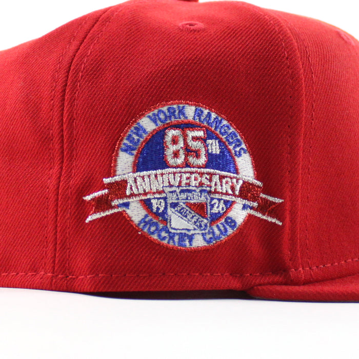 New York Rangers 85TH Anniversary New Era 59Fifty Fitted Hat (Scarlet Red Gray Under brim)