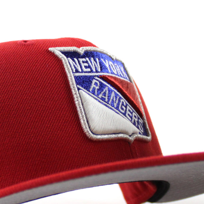 New York Rangers 85TH Anniversary New Era 59Fifty Fitted Hat (Scarlet Red Gray Under brim)