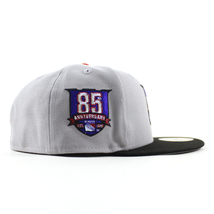 New York Rangers SHIELD 1965-1966 85th Anniversary New Era 59Fifty Fitted Hat (Gray Black Gray Under brim)