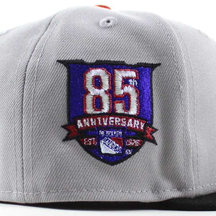 New York Rangers SHIELD 1965-1966 85th Anniversary New Era 59Fifty Fitted Hat (Gray Black Gray Under brim)