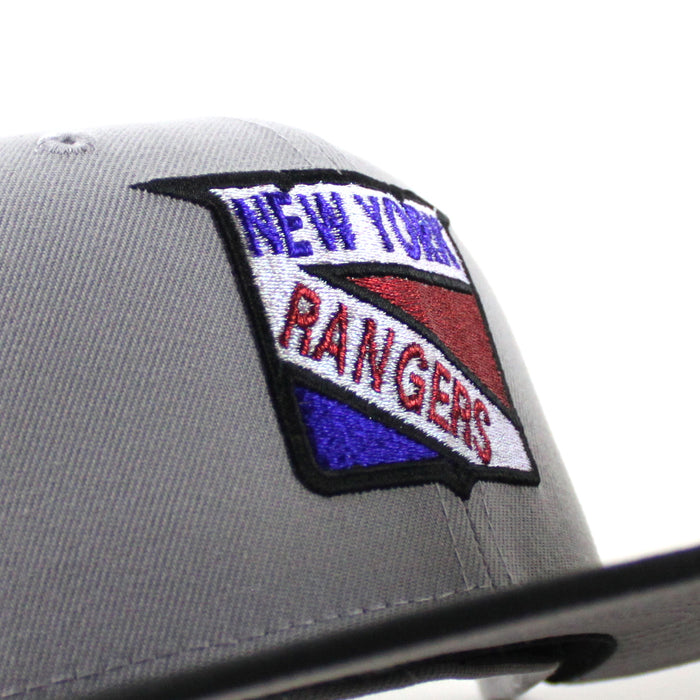 New York Rangers SHIELD 1965-1966 85th Anniversary New Era 59Fifty Fitted Hat (Gray Black Gray Under brim)