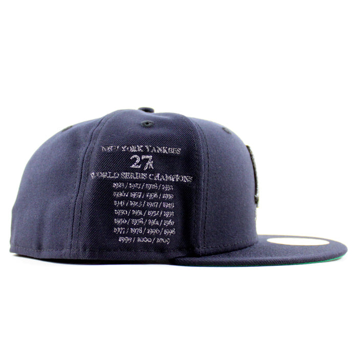 New York Yankees Braille 27 Years Patch New Era 59Fifty Fitted Hat (Navy Gray Under Brim)