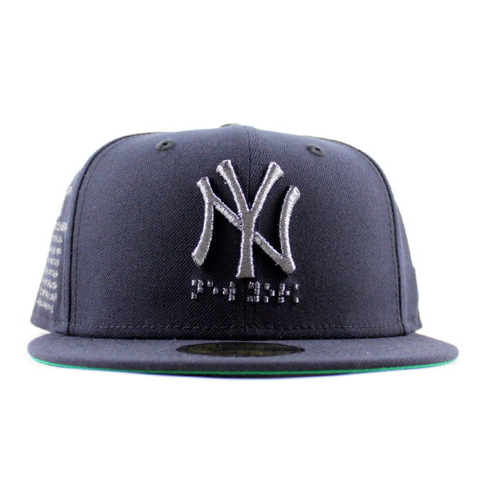New York Yankees Braille 27 Years Patch New Era 59Fifty Fitted Hat (Navy Gray Under Brim)