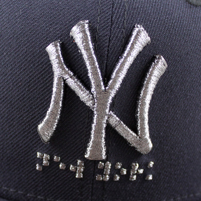 New York Yankees Braille 27 Years Patch New Era 59Fifty Fitted Hat (Navy Gray Under Brim)