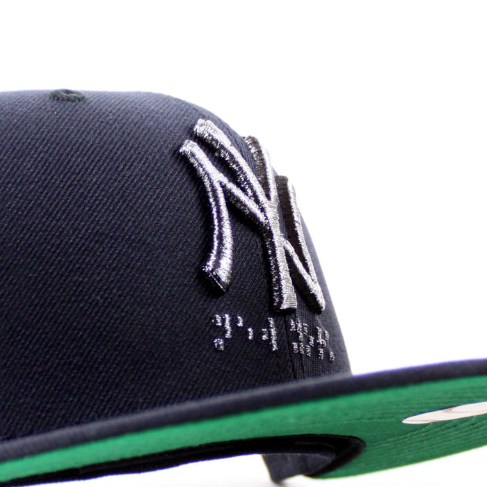 New York Yankees Braille 27 Years Patch New Era 59Fifty Fitted Hat (Navy Gray Under Brim)