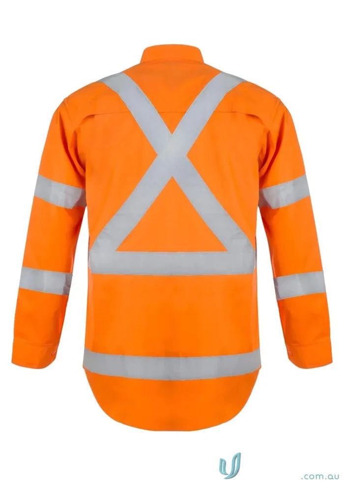 Orange NSW Rail Hivis reflective shirt with stripes for rail industry workers
