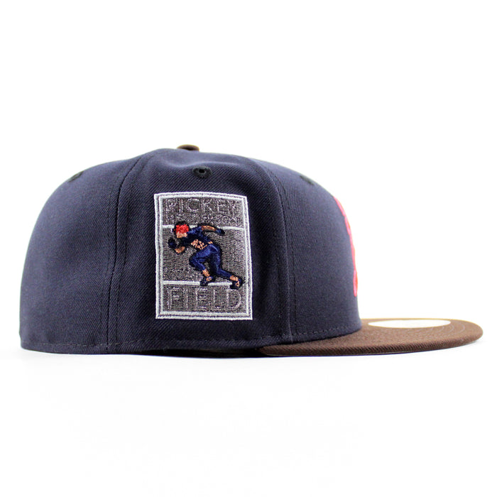 Oakland Athletics Ricky Henderson New Era 59Fifty Fitted Hat (Dark Blue Brown Gray Under Brim)