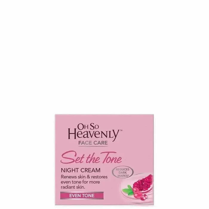 Oh So Heavenly Set the Tone Night Cream 50ml bottle with natural skincare ingredients and branding