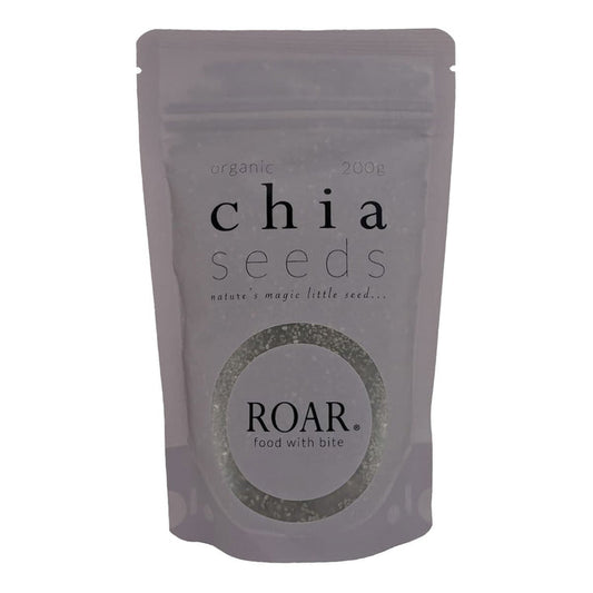 Package of ROAR chia seeds on a white background.