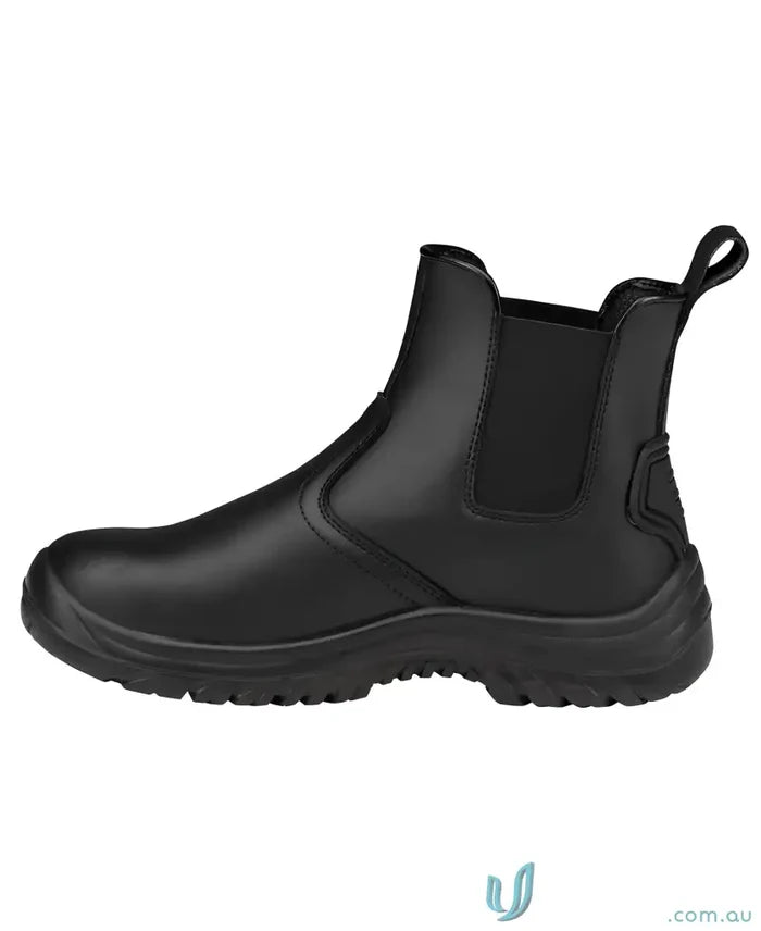 Black leather elastic sided Chelsea boot from Outback for workwear and uniforms