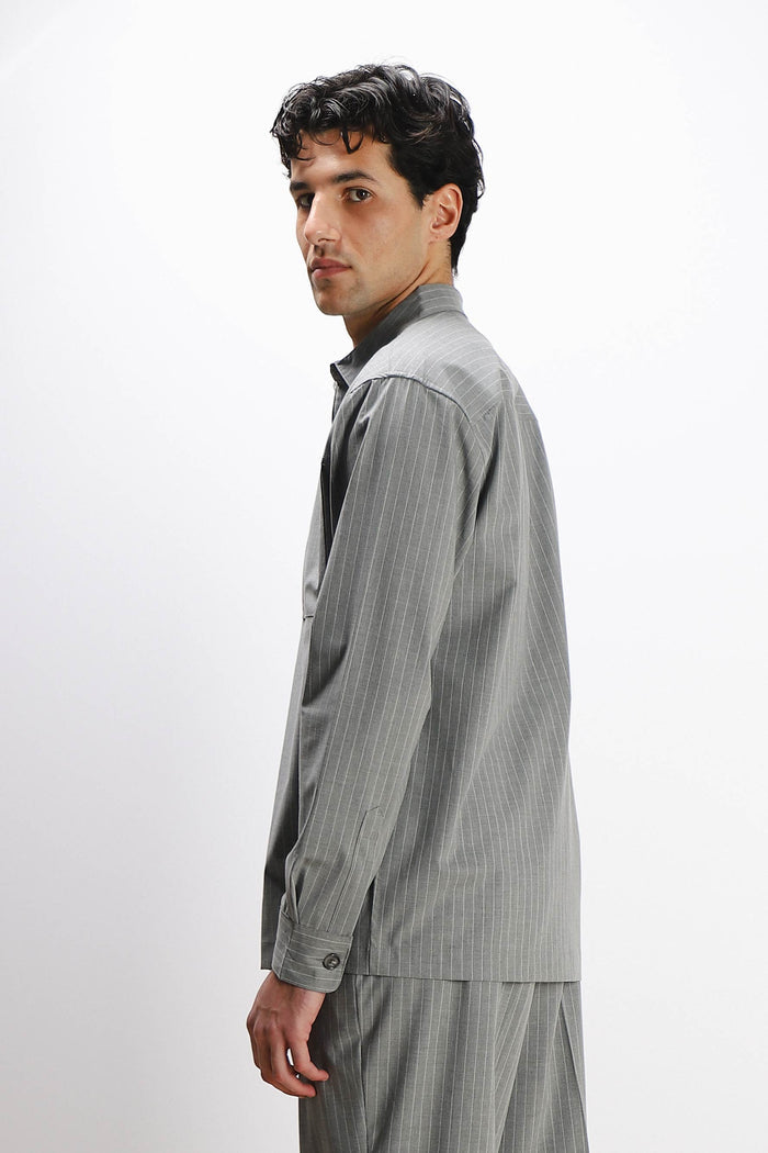OVERSHIRT FANTASIA A RIGHE GRIGIO