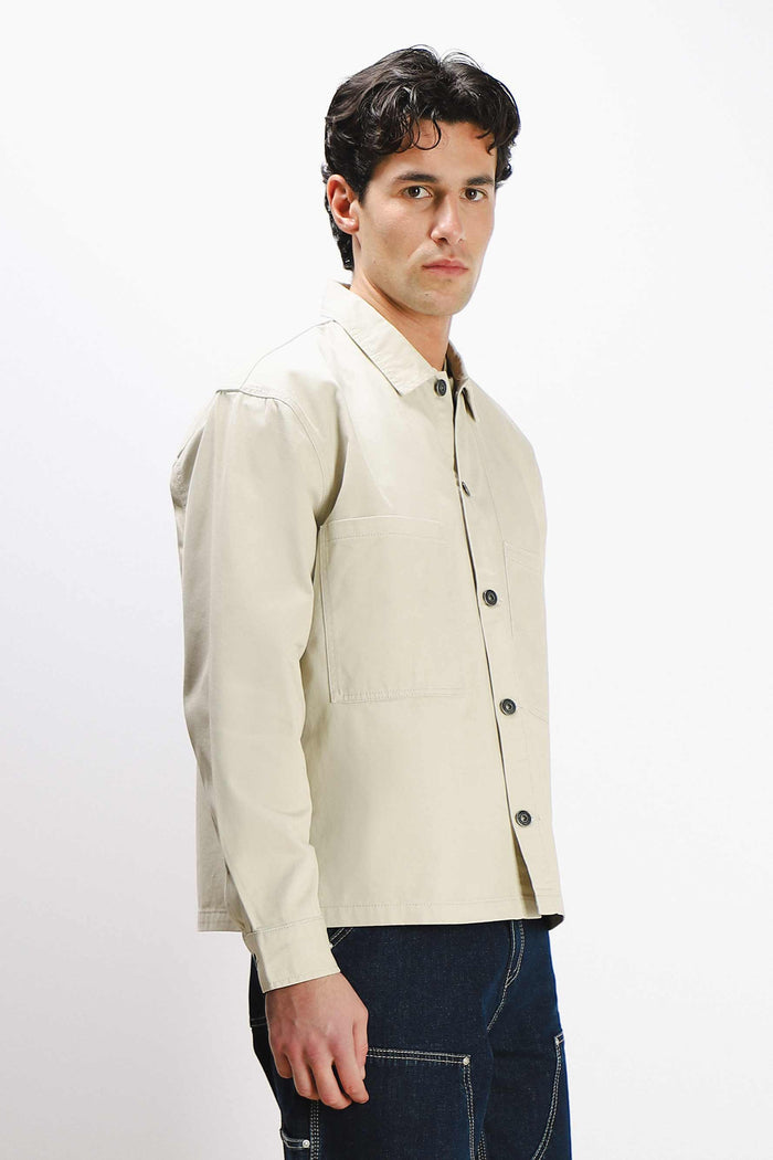 OVERSHIRT IN COTONE DOPPIA TASCA FRONTALE BEIGE CHIARO
