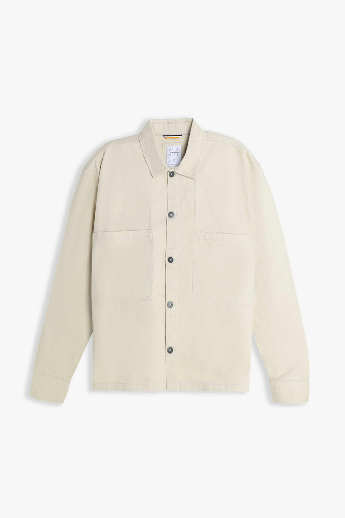 OVERSHIRT IN COTONE DOPPIA TASCA FRONTALE BEIGE CHIARO
