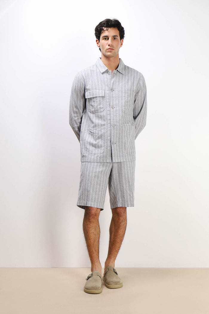 OVERSHIRT IN MISTO LINO F GRIGIO