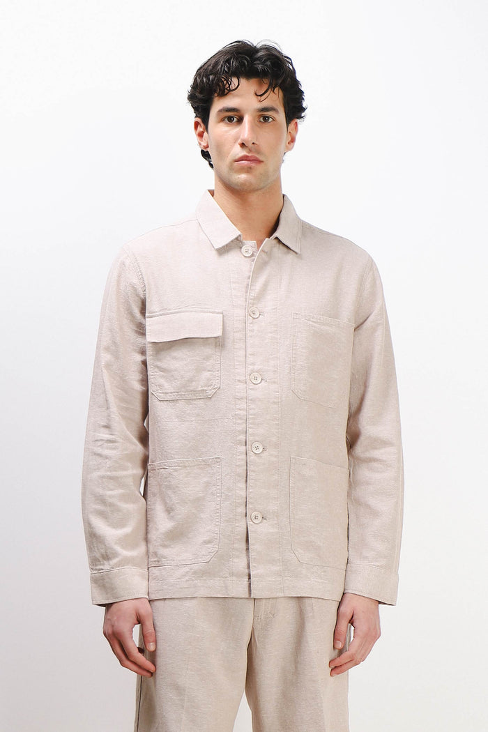 OVERSHIRT IN MISTO LINO SABBIA