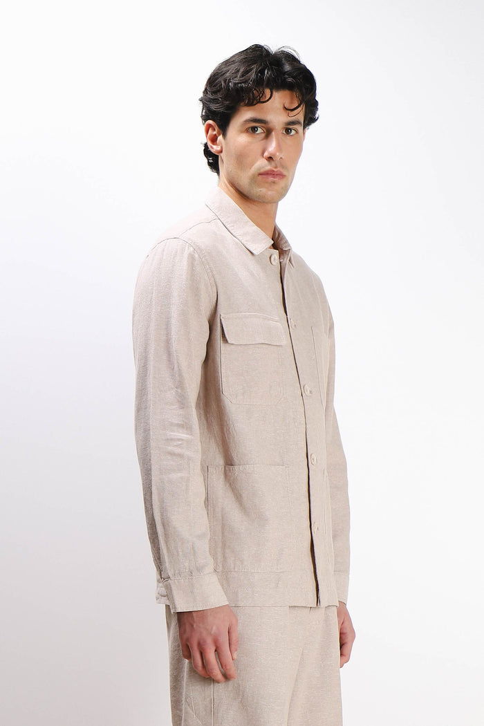 OVERSHIRT IN MISTO LINO SABBIA