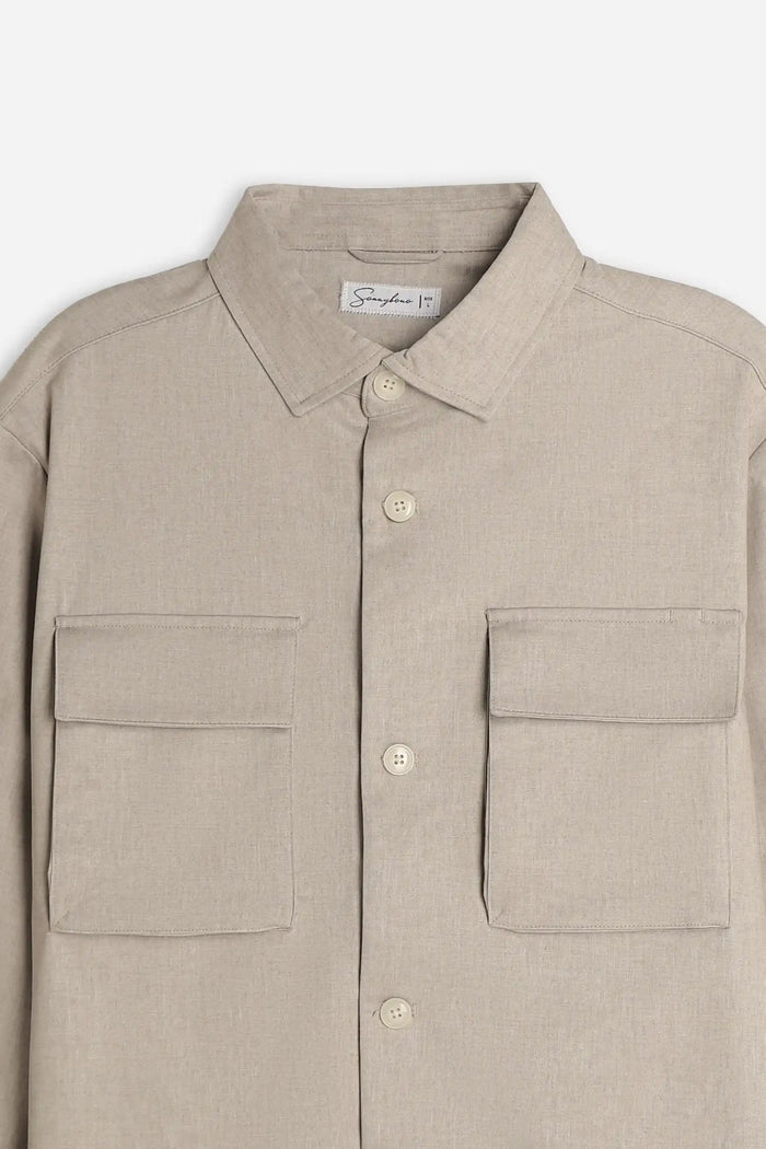 OVERSHIRT IN PUNTO MILANO BEIGE - Sonnybono