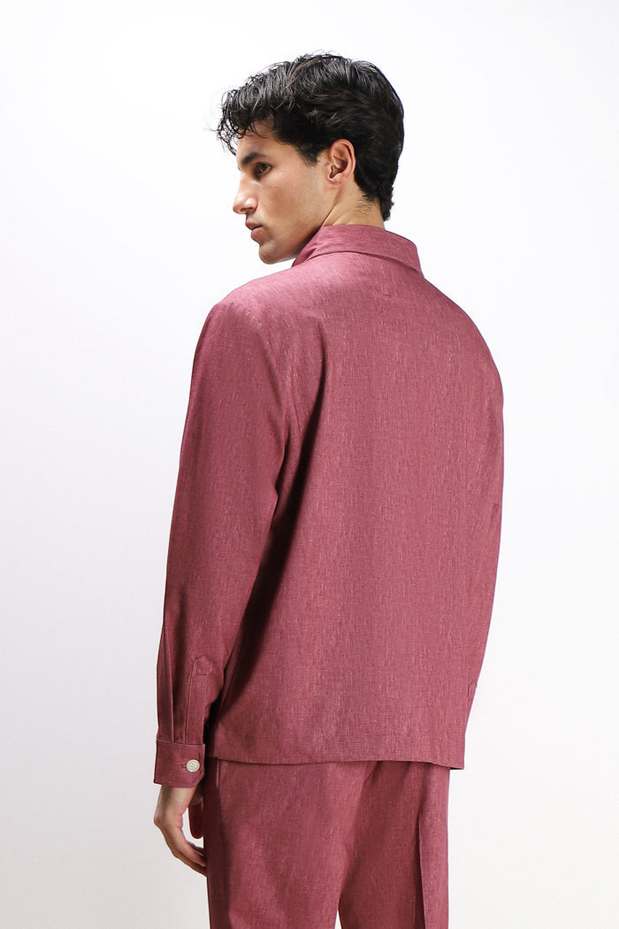 OVERSHIRT IN PUNTO MILANO ROSSO AMARANTO