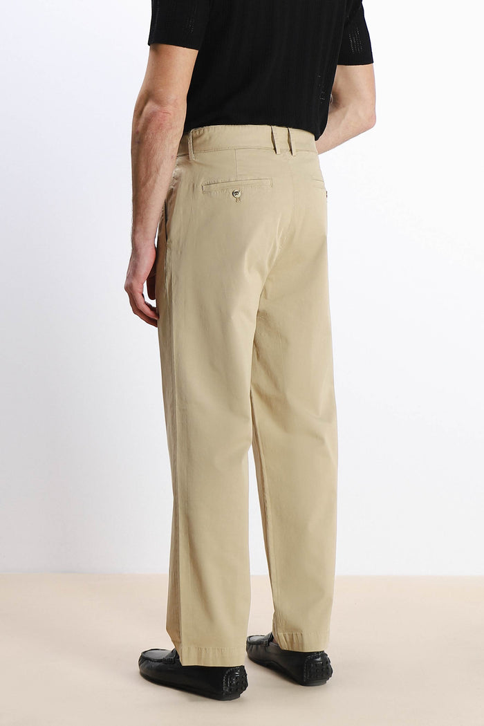PANTALONE CHINO DOPPIA PENCE E CINTURINO BEIGE SCURO
