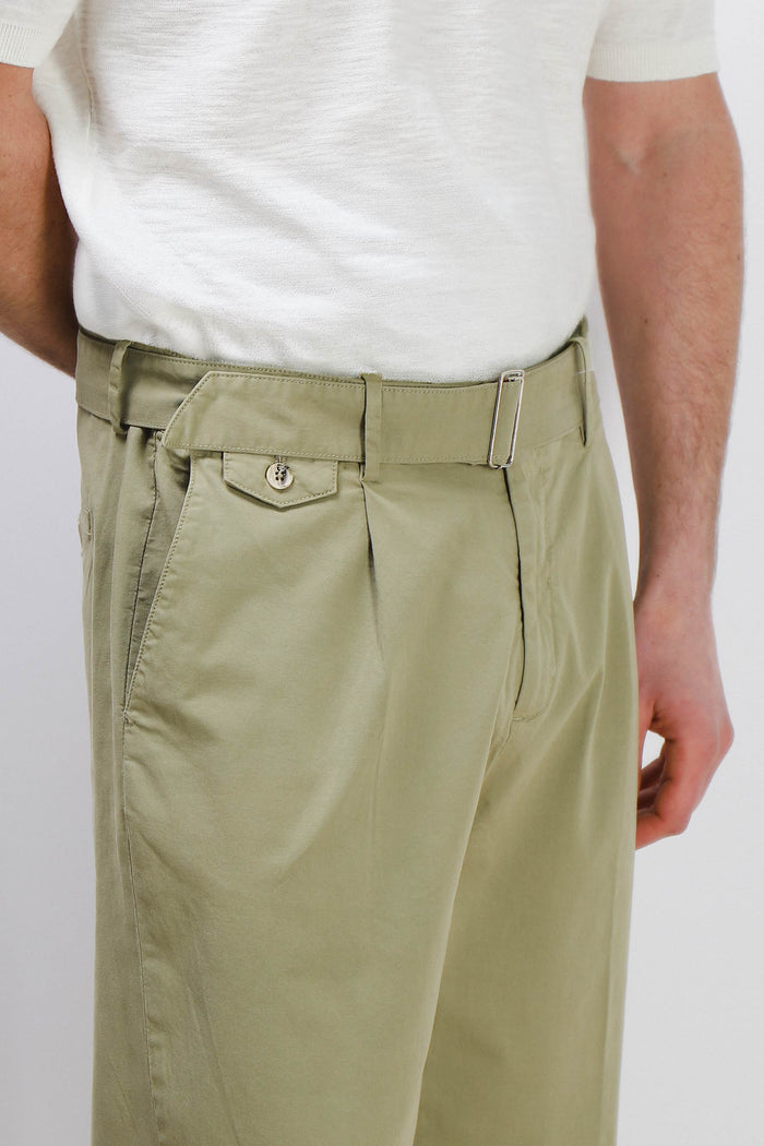 PANTALONE CHINO DOPPIA PENCE E CINTURINO KAKI