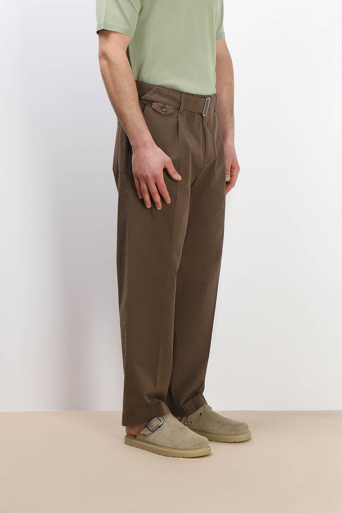 PANTALONE CHINO DOPPIA PENCE E CINTURINO MORO