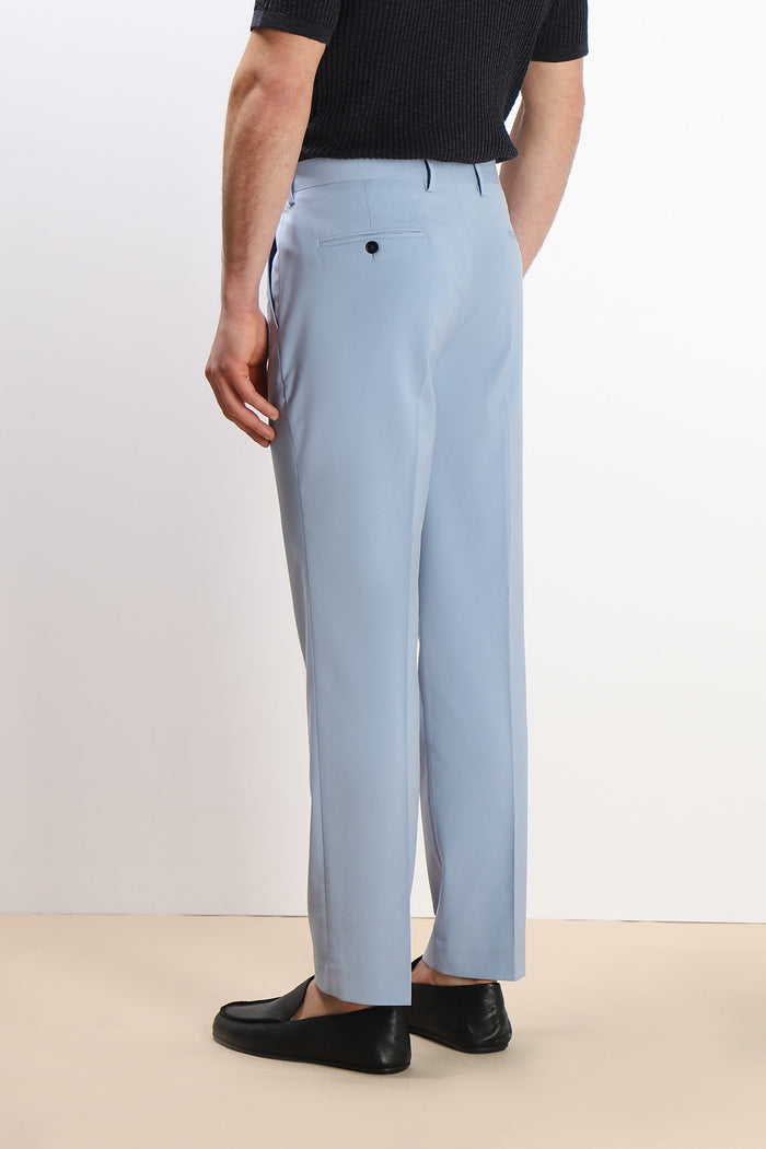 PANTALONE DA ABITO SENZA RISVOLTO CIELO