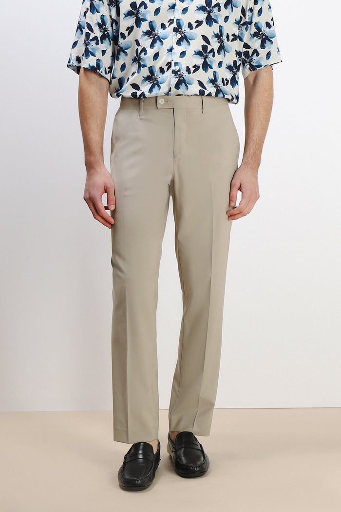 PANTALONE DA ABITO SENZA RISVOLTO SABBIA