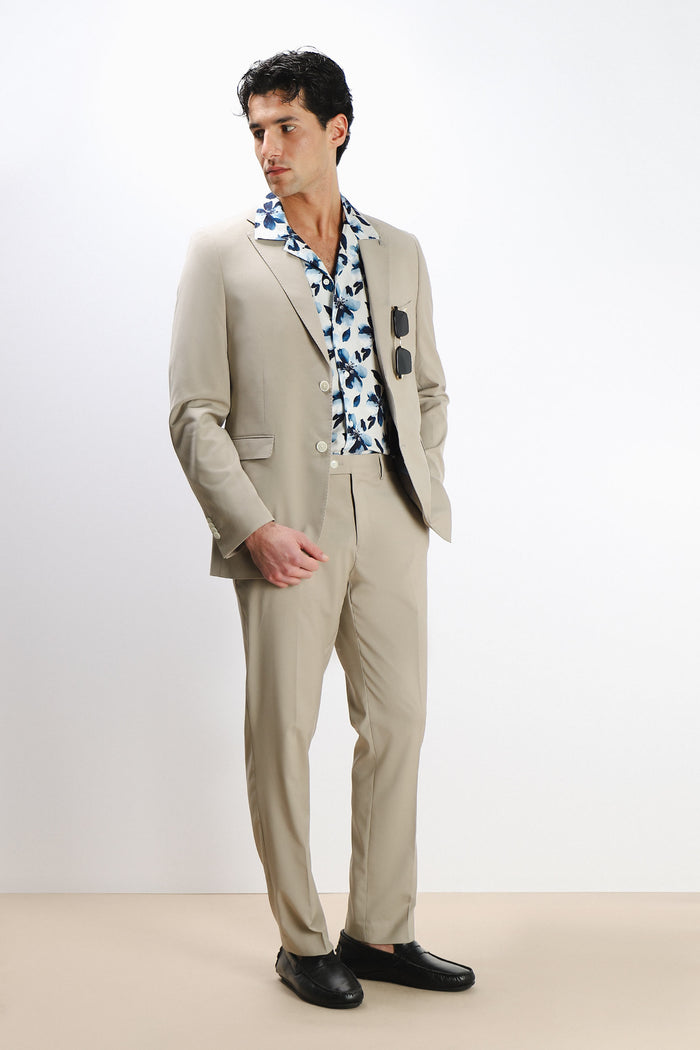PANTALONE DA ABITO SENZA RISVOLTO SABBIA