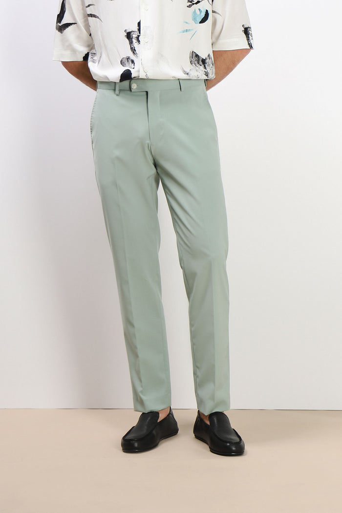 PANTALONE DA ABITO SENZA RISVOLTO SALVIA