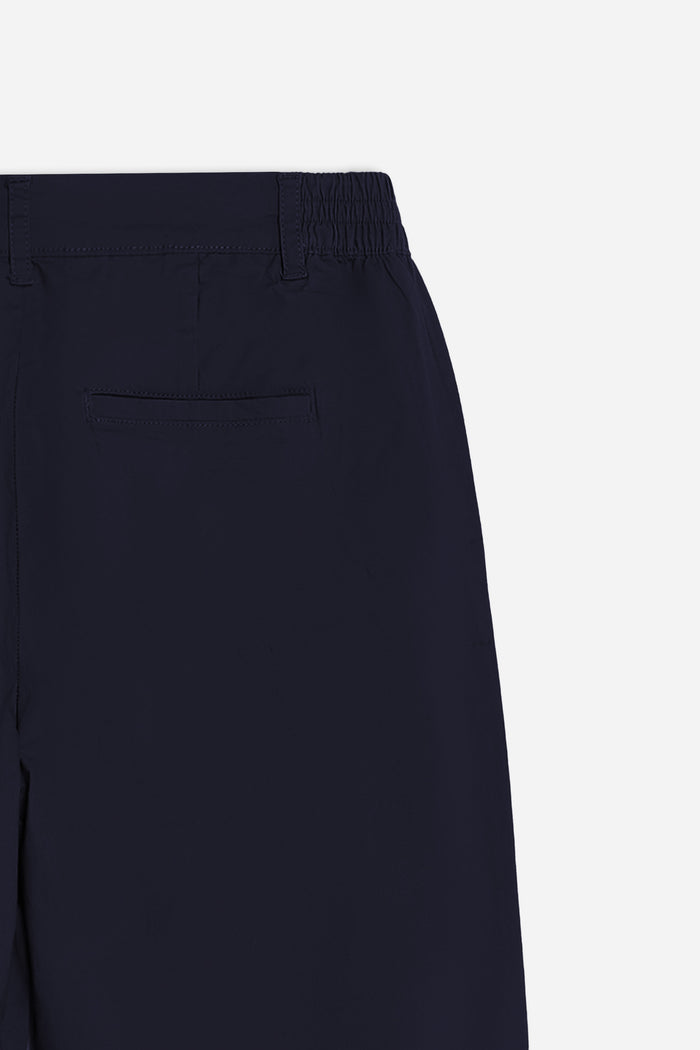 PANTALONE IN TWILL CON ELASTICO NEI FIANCHI BLEU