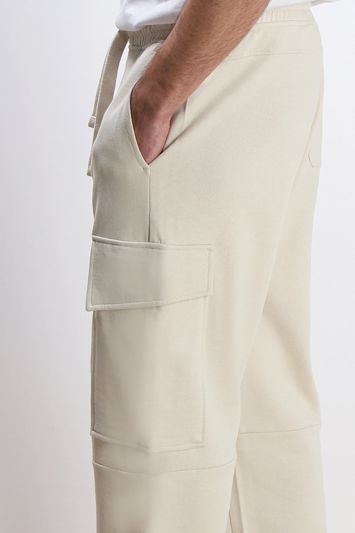 PANTALONE JOGGER IN FELPA E COULISSE BEIGE CHIARO