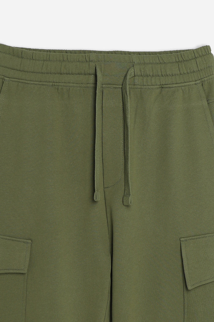 PANTALONE JOGGER IN FELPA E COULISSE VERDE MILITARE