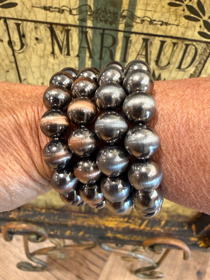 Pearl Stretch Bracelet - Silver or Copper