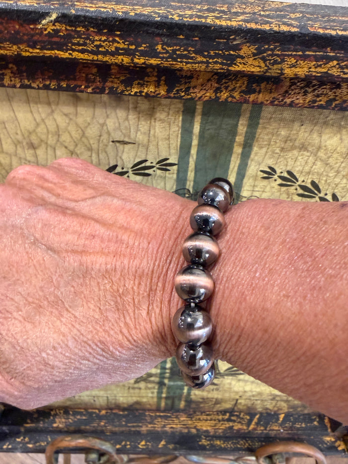Pearl Stretch Bracelet - Silver or Copper