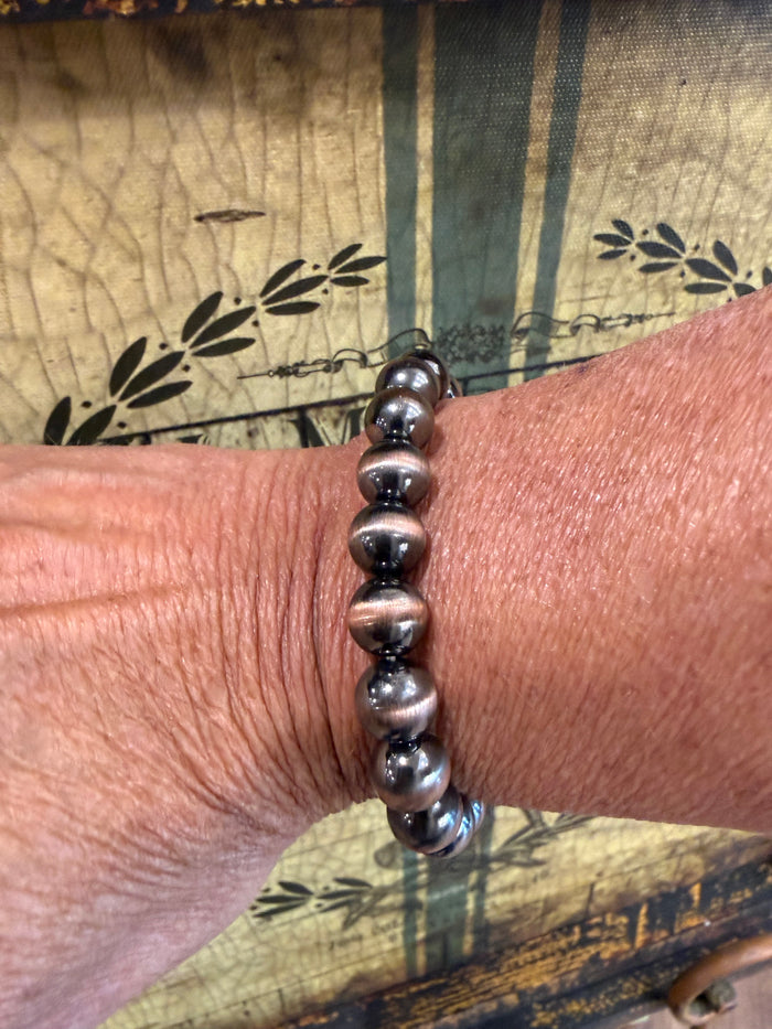 Pearl Stretch Bracelet - Silver or Copper