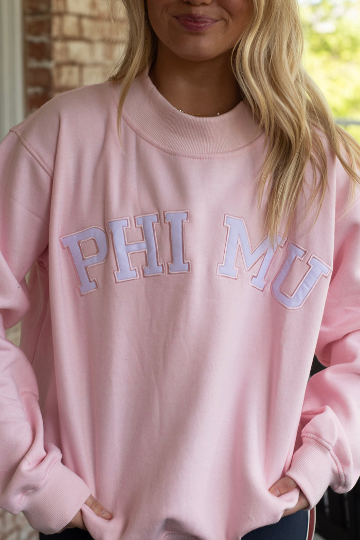 Phi Mu Pink Mockneck
